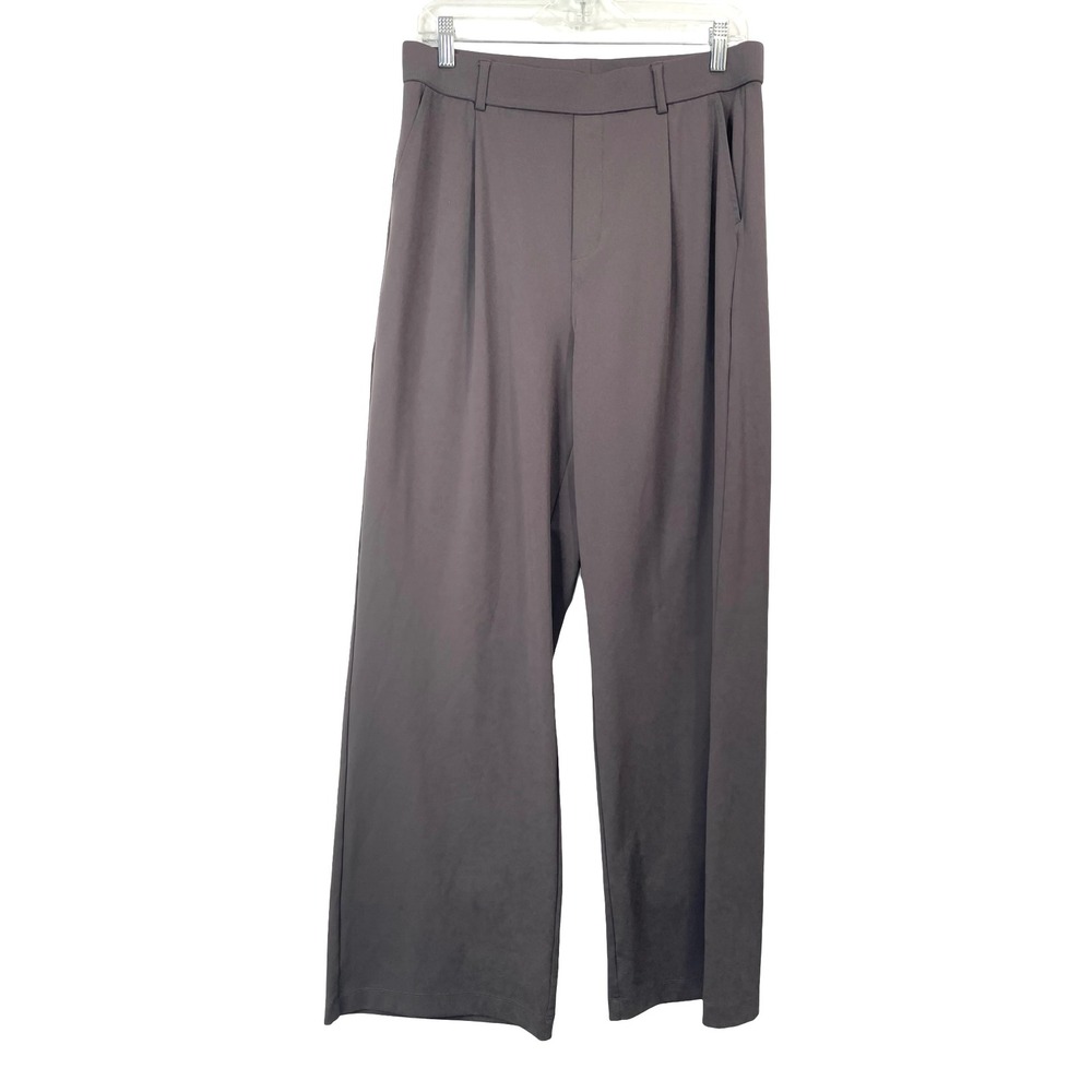 Halara Wide Leg Pleated Trousers High Waisted pants Size LT Tall brown gray work